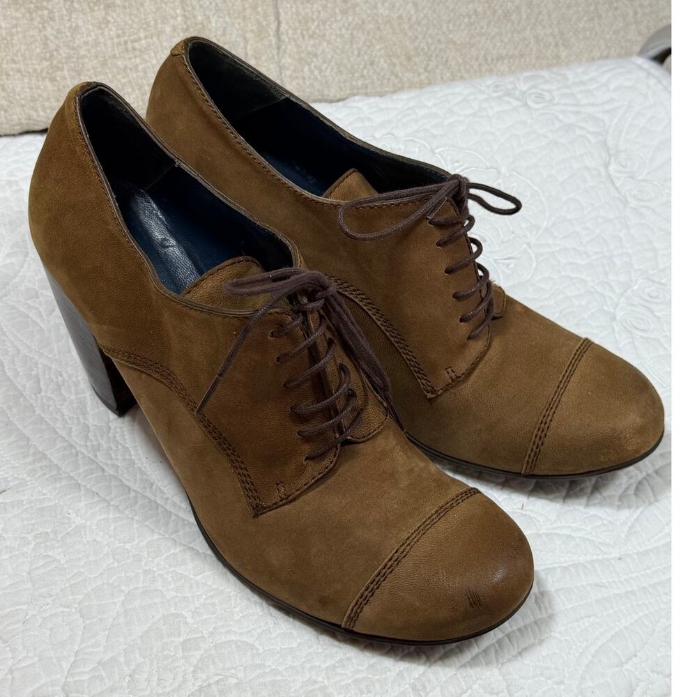 Giraudon New York Women 10 Tan Victorian Heeled Mary Jane Vintage Shoe Style